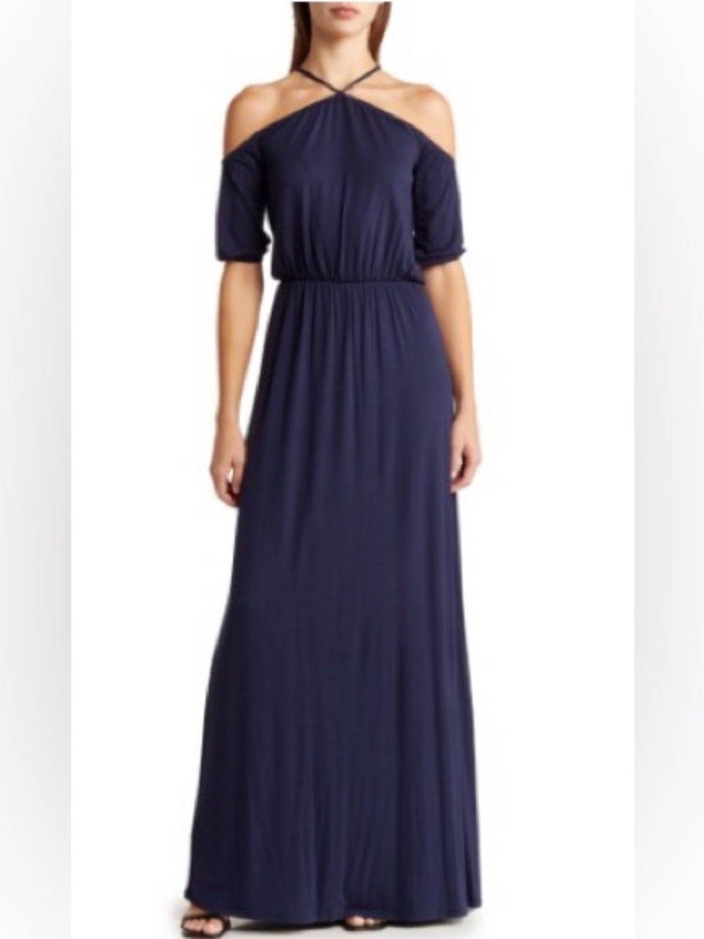 Go Couture Tie Neck  Maxi Dress-XL